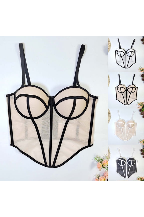 Womens Shapewear Tummy Control Mesh Fishbone Backless Bustier Color Block Corset Top Weight Loss Helper White 34