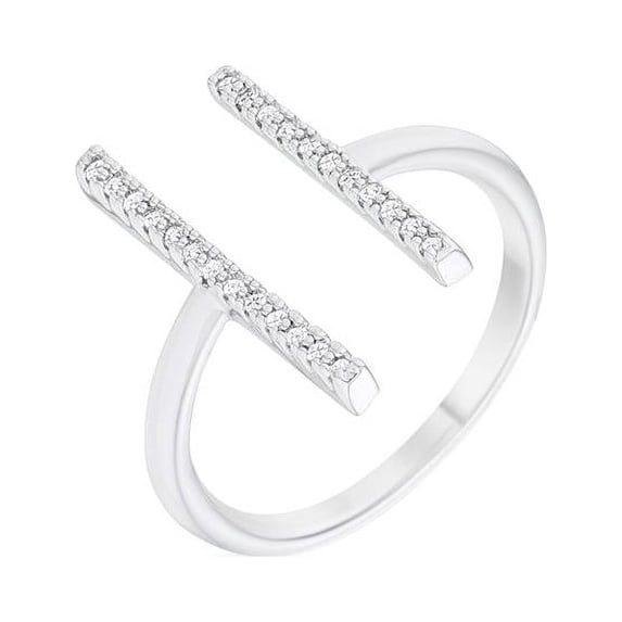 Womens Sharna 12 CT Cubic Zirconia Rhodium Parallel Contemporary Ring - Size 6