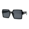 thumbnail image 1 of Womens Sharp Square Rectangular Minimal Butterfly Sunglasses All Black, 1 of 4