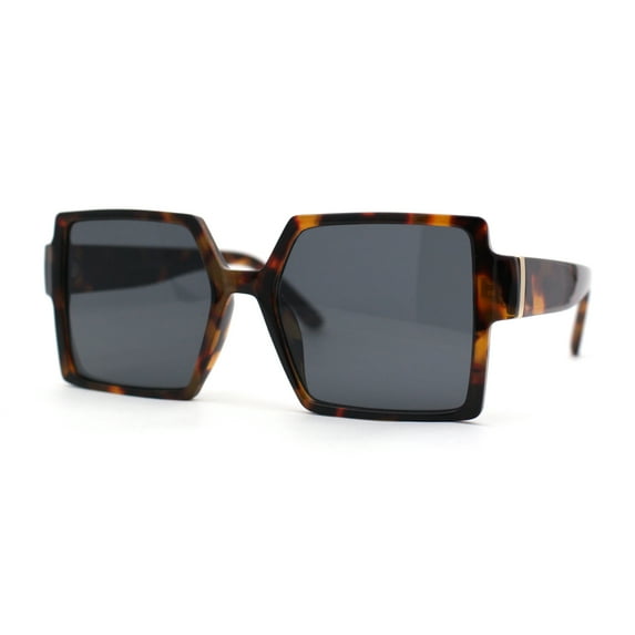Womens Sharp Square Rectangular Minimal Butterfly Sunglasses Tortoise Black