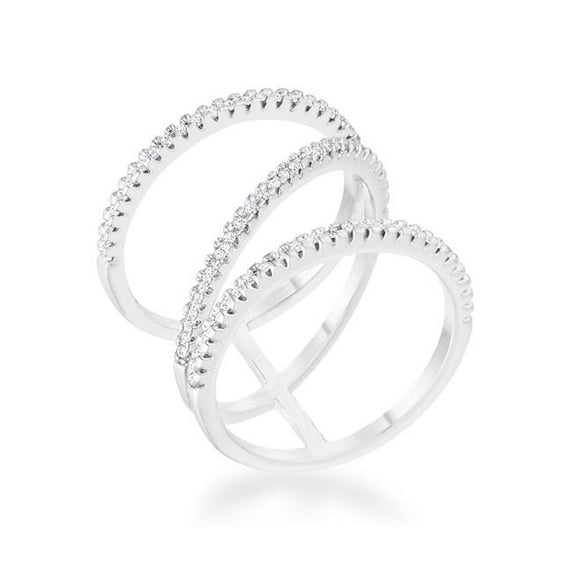 Womens Shauna 0.4 CT Cubic Zirconia Rhodium Wide Contemporary Ring - Size 5