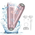 thumbnail image 1 of 2 in 1 Bikini Trimmer for Women: Electric Razor with Dual Heads for Bikini Underarm Leg Arm Body Face Facial - Wet & Dry Use Body Hair Trimmer, Pink, 1 of 7