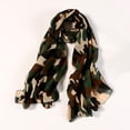 thumbnail image 1 of Womens Shawl Scarf Camouflage Pattern Soft Breathable Cotton Linen Style Foldable Travel Accessory Pashmina Stole Scarf, 1 of 4