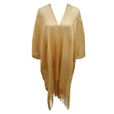 Womens Shawl Wraps Ladies Gold Loose Cardigan Beach Skirt Beach Bikini Swimsuit Summer Winter Fall