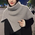thumbnail image 1 of Womens Shawls, Duoif Women's Solid Color Slit High Collar Shawl Knitted Scarf Warm Pullover Woolen Scarf Shawl Wraps for Women Grey, 1 of 5