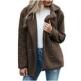 thumbnail image 1 of Womens Shearling Coat Fuzzy Button Down Lapel Coats Warm Winter Oversized Outwear Jackets Coffee M, 1 of 9