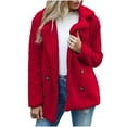 thumbnail image 1 of Womens Shearling Coat Fuzzy Button Down Lapel Coats Warm Winter Oversized Outwear Jackets Red 2XL, 1 of 9