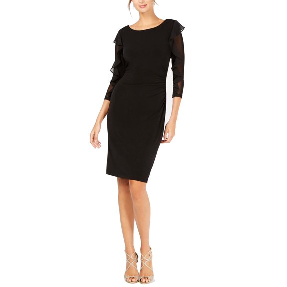 Womens Sheath Dress Ruffle Illusion Side 16