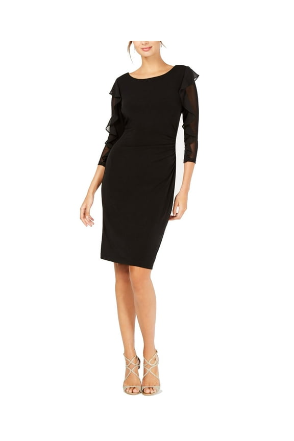 Womens Sheath Dress Ruffle Illusion Side 16