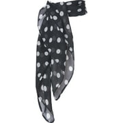 Womens Sheer Chiffon Scarf Square 23 inch Solid Neck Scarf 50’s Style - Black Polka Dot