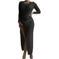 thumbnail image 1 of Womens Sheer Cover Up Maxi Dress Sext Long Sleeve High Slit Swimsuit Coverups Summer Beach Party Dresses, 1 of 5