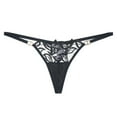 thumbnail image 1 of VONCOS Womens Sheer Embroidered Thong Black Soft Stretch Seamless Underwear Invisible for Tight Clothes S M L,Size S, 1 of 6