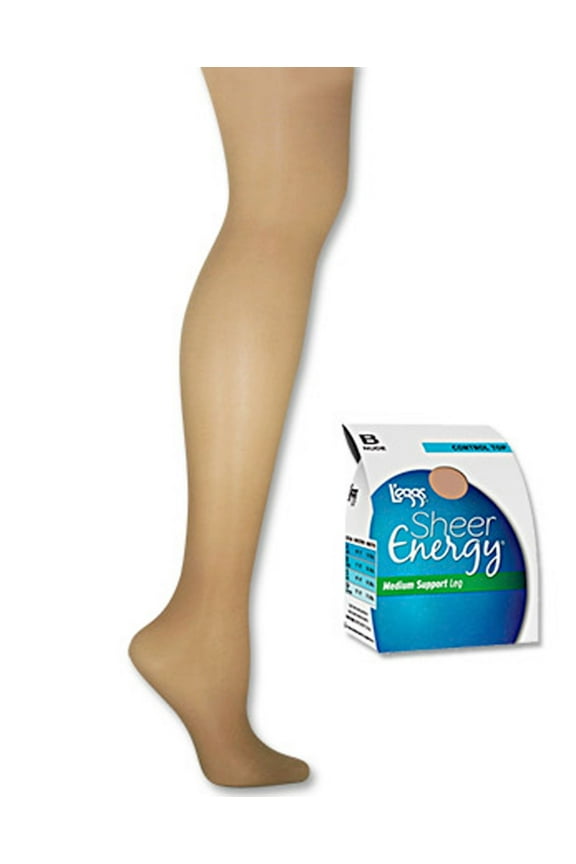 Womens Sheer Energy Control Top Sheer Toe Pantyhose