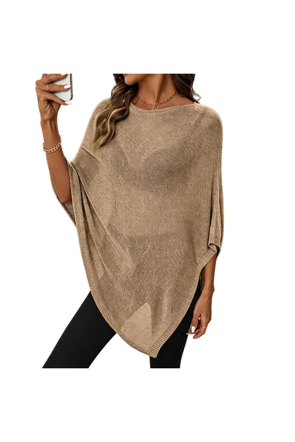 Womens Sheer Knit Poncho Crochet Summer Tops See Through Mesh Spring Sweaters Beach Cover Up for Women 2026, One Size