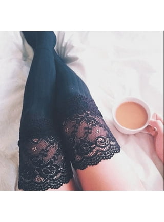 Black Floral Lace Thigh High Stockings – Luxury Divas