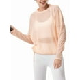 thumbnail image 1 of Womens Sheer Long Sleeve Mesh Top Crewneck Long Sleeve Loose See Through Workout Shirt Blouse Orange Pink S, 1 of 8