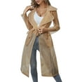 thumbnail image 1 of Womens Sheer Organza Trench Coat Lapel Collar Long Sleeve Double Long Jacket Transparent Fall Outerwear Elegant Streetwear Top, 1 of 8