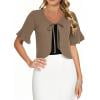 Womens Sheer Shrug Tie Front Ruffle Short Sleeve Crop Cardigan for Dress Lightweight Summer Chiffon Cover Up