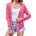 thumbnail image 1 of Womens Sheer Tie Knot Bolero Cardigan Summer Long Sleeve Lightweight Open Front Cover Up Crop Tops, 1 of 7
