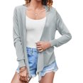 thumbnail image 1 of Womens Sheer Tie Knot Bolero Cardigan Summer Long Sleeve Lightweight Open Front Cover Up Crop Tops, 1 of 7
