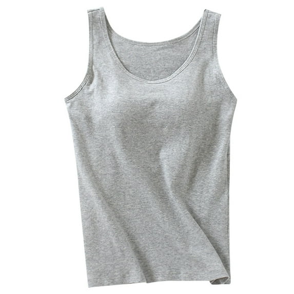 Womens Shelf Bra Tank Tops 2 In 1 Comfy Casual Cami Top Adjustable Spaghetti Strap Wirefree Support Sleeping Traveling Cami Undershirt