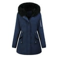 thumbnail image 1 of Womens Sherpa Fleece Down Jacket Thicken Warm Winter Parka with Hood Long Fur Collar Slim Tunic Fuzzy Hooded Coat for Fall Winter 2025, 1 of 7