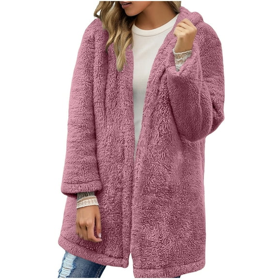 Womens Sherpa Fleece Jacket Oversized Fuzzy Hoodie Jackets Casual Teddy Fluffy Coat Fall Winter Plush Outerwear