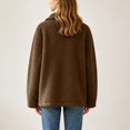 thumbnail image 1 of Womens Sherpa Jacket Winter Warm Soft Jacket Soft, Cozy, Long Sleeve, Pockets, Winter Wear, Casual (Brown XXL), 1 of 5