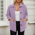 thumbnail image 1 of Womens Sherpa Jackets Fuzzy Warm Winter Jackets Button Down Jackets (Purple L), 1 of 5