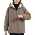 thumbnail image 1 of Womens Sherpa Fleece Jackets Winter Soft Comfy Fuzzy Hoodies Color:Coffee Size:XXXXL, 1 of 4