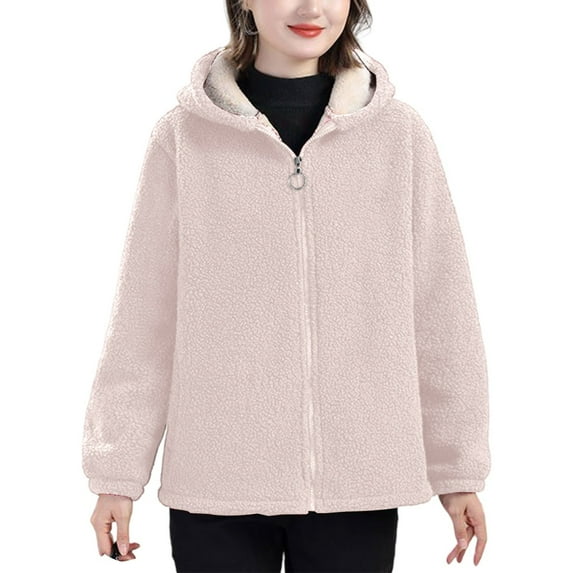 Womens Sherpa Fleece Jackets Winter Soft Comfy Fuzzy Hoodies Color:White Size:XXL