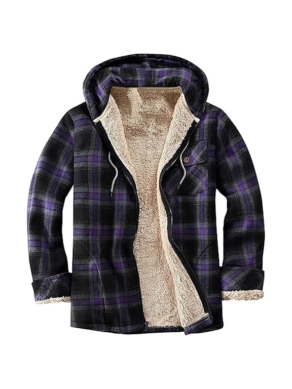 Womens Sherpa Fleece Lined Flannel Jacket Button Down Plaid Lightweight Flannel Shirt Jacket Women