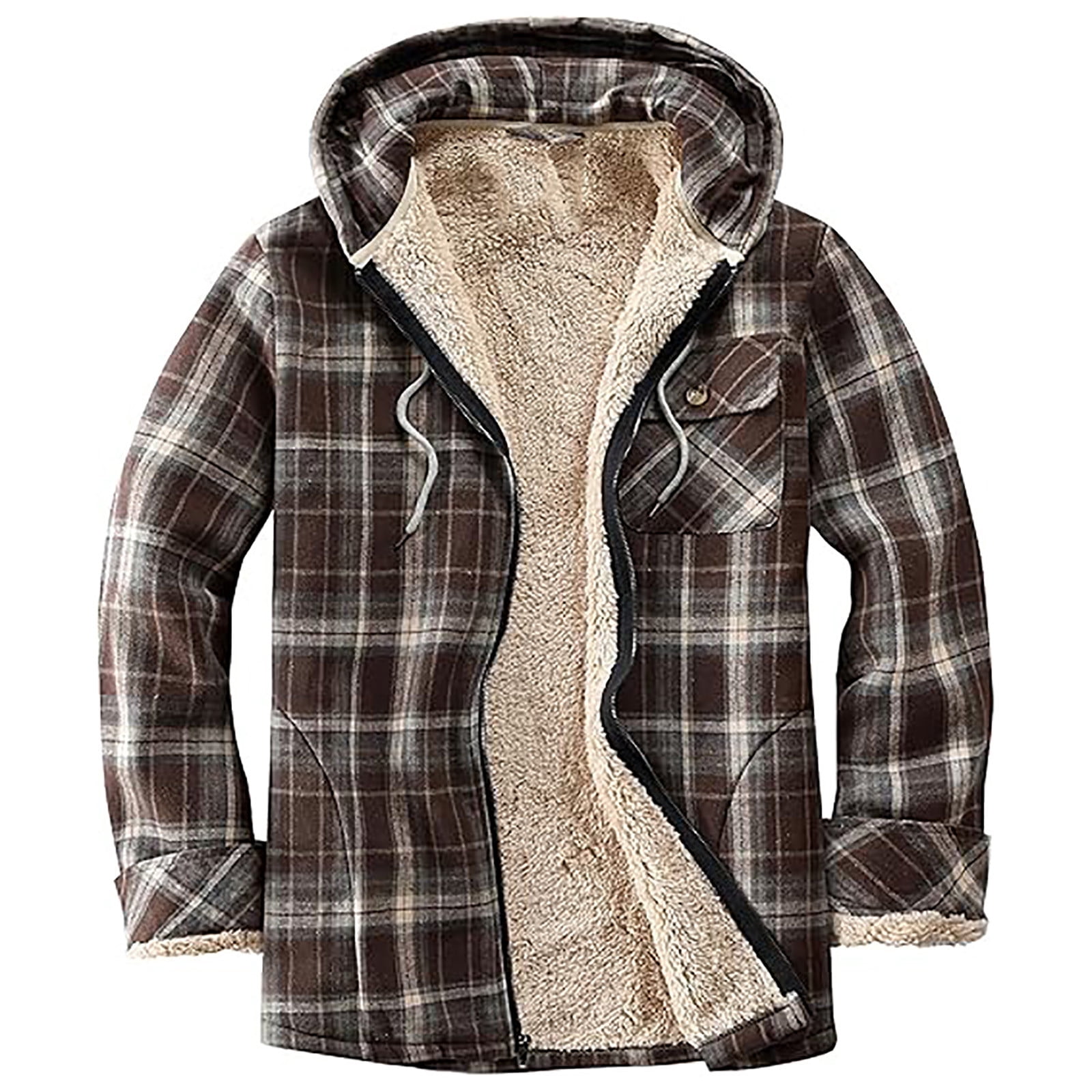 Womens Sherpa Fleece Lined Flannel Jacket Button Down Plaid Lightweight Flannel Shirt Jacket Women