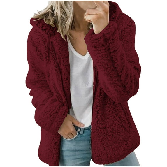 Womens Sherpa Fleece Lined Hoodie Jackets Plus Size Full Zip Up Warm Winter Fleece Coat Outwear Thermal Sweatshirt