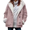 thumbnail image 1 of Womens Sherpa Fleece Lined Jacket Plus Size Winter Warm Coat Parka Faux Suede Pea Coat Outerwear with Pockets, 1 of 5