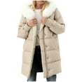 thumbnail image 1 of Womens Sherpa Fleece Lined Long Jackets Winter Long Coats Trendy Puffer Jacket Lined Down Coat Long Sleeve Parka Oversized with Hood, 1 of 7