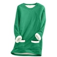 thumbnail image 1 of Womens Sherpa Fleece Lined Sweatshirts Winter Warm Crewneck Sweatshirt Pullover Solid Color Tops with Pocket, 1 of 6