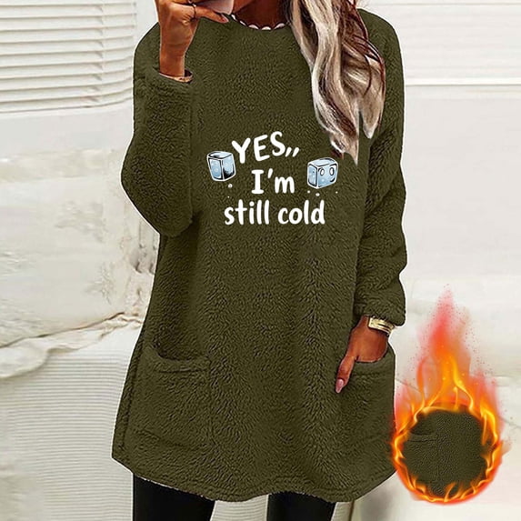 Womens Sherpa Fleece Pullover Long Sleeve Crewneck Sweatshirts 2026 Winter Fluffy Fuzzy Loungewear (Army Green,L)