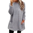 thumbnail image 1 of Womens Sherpa Fleece Pullover Plus Size Crewneck Fluffy Sweatshirts Winter Warm Loungewear Tops with Pocket Light Gray L, 1 of 6
