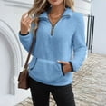 thumbnail image 1 of Womens Sherpa Fleece Sweatshirt Quarter Zip Fluffy Pullover Comfort Soft Sweaters Jacket Warm Winter Coats with Pockets, 1 of 6