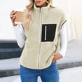 thumbnail image 1 of Womens Sherpa Fleece Vest Oversized Sleeveless Jacket Casual Full Zip Up Outerwear Gilet Stand Collar Fall Winter Outerwear with Pockets, 1 of 5