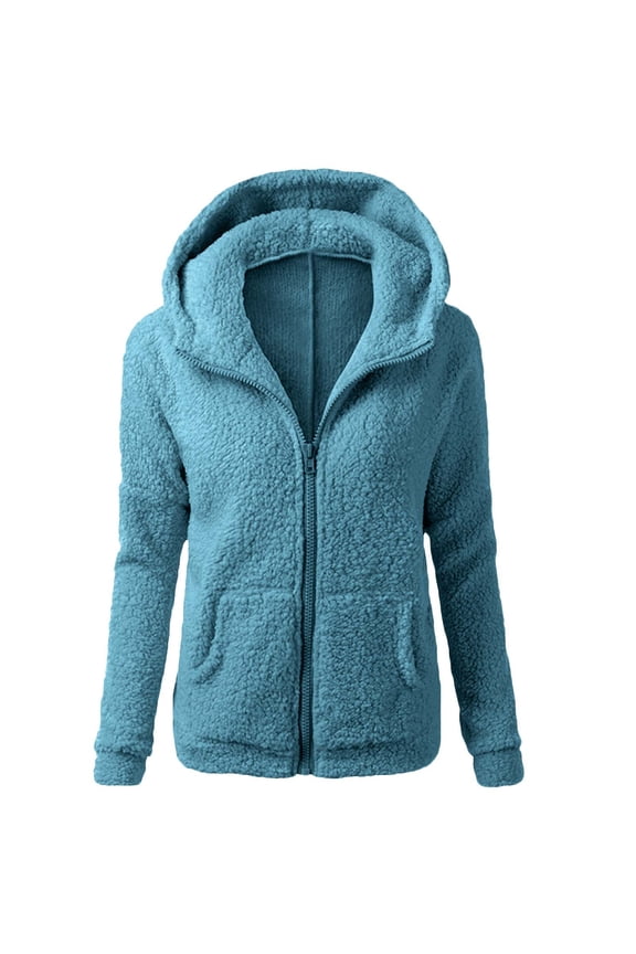 Womens Sherpa Jacket Fuzzy Warm Zip Up Hoodies Comfy Teddy Coat Winter Oversized Outerwear With Pockets