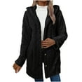 thumbnail image 1 of Womens Sherpa Jacket with Hood, Comfy Open Front Fleece Faux Fur Cardigans Winter Outerwear with Side Button, 1 of 7