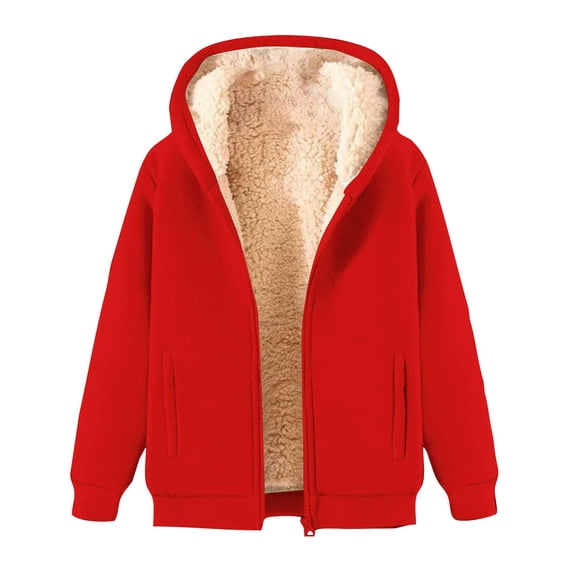 Womens Sherpa Lined Hoodie Thick Fleece Zip Up Winter Warm Comfy Oversized Hooded Sweatshirt Jacket with Pockets