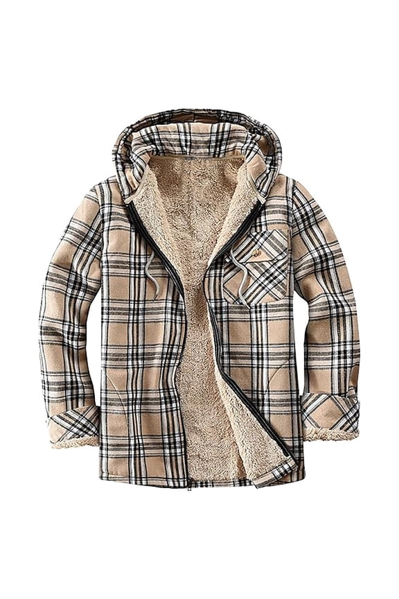 Womens Sherpa Lined Jacket Fleece Zip Up Jacket Flannel Plaid shirt jacket Full Zip Hoodies for Women