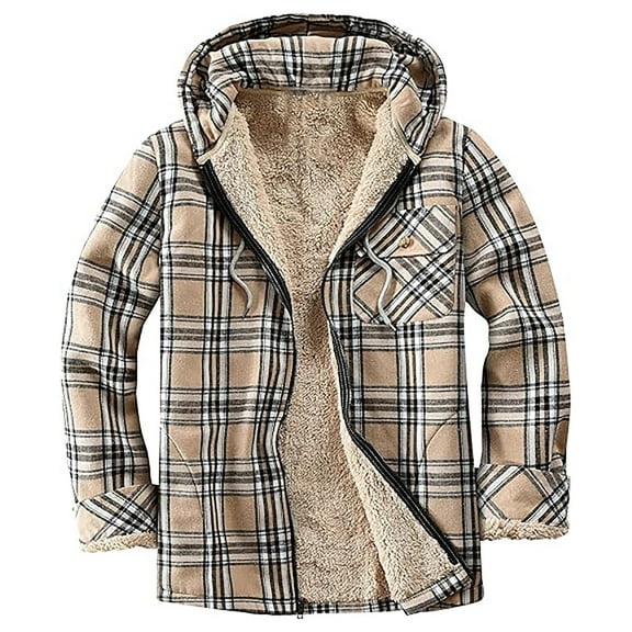 Womens Sherpa Lined Jacket Fleece Zip Up Jacket Flannel Plaid shirt jacket Full Zip Hoodies for Women