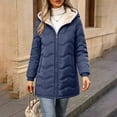 thumbnail image 1 of Womens Sherpa Lined Puffer Jacket Hooded Wave Quilted Full Zip Mid Length Padded with Poecets Warm Fall Winter Casual Outerwear, 1 of 8