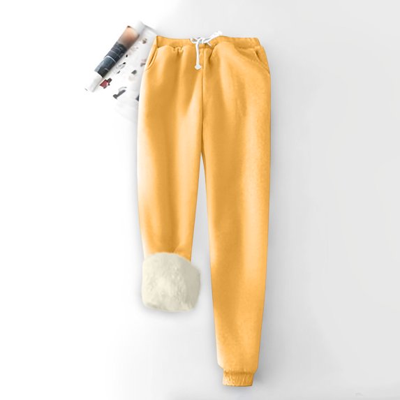 Womens Sherpa Lined Sweatpants Winter Warm Fleece Joggers Casual Lounge Pants