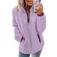 thumbnail image 1 of Womens Sherpa Pullover Half Zip Oversized Fuzzy Fleece Sweatshirts Quarter Zip Fall Winter Clothes with Pockets, 1 of 4
