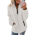 thumbnail image 1 of Womens Sherpa Pullover Half Zip Oversized Fuzzy Fleece Sweatshirts Quarter Zip Fall Winter Clothes with Pockets, 1 of 4